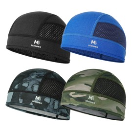 MELASA 4 Pack Cooling Skull Cap for Men Women, Breathable Mesh Helmet Liner, Sweat Bike Cap for Cycling Motorcycle Hard Hat