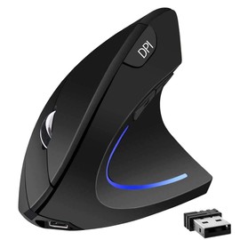 MTAZEG Wireless vertical Mouse Rechargeable Ergonomic Mouse 2.4G USB Optical Computer Mice, Black