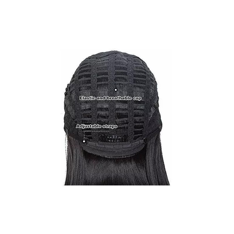 NOBLEe Peluca Negro Liso 31.7 Cm Con Fleco Noble