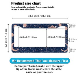 License Plate Frames for Women Blue License Plate Holder for Men Moon Sun Universal Aluminum Car Accessory 2 Pack with Screw Covers Set