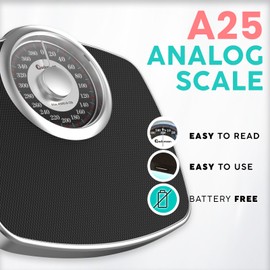 Adamson A25 Scales for Body Weight - Up to 400 LB - New - 5.3" Dial on 12.4" x 10.2" Platform - Anti-Skid Rubber Surface - Bathroom Scale Analog - Durable with 20-Year Assurance - Silver