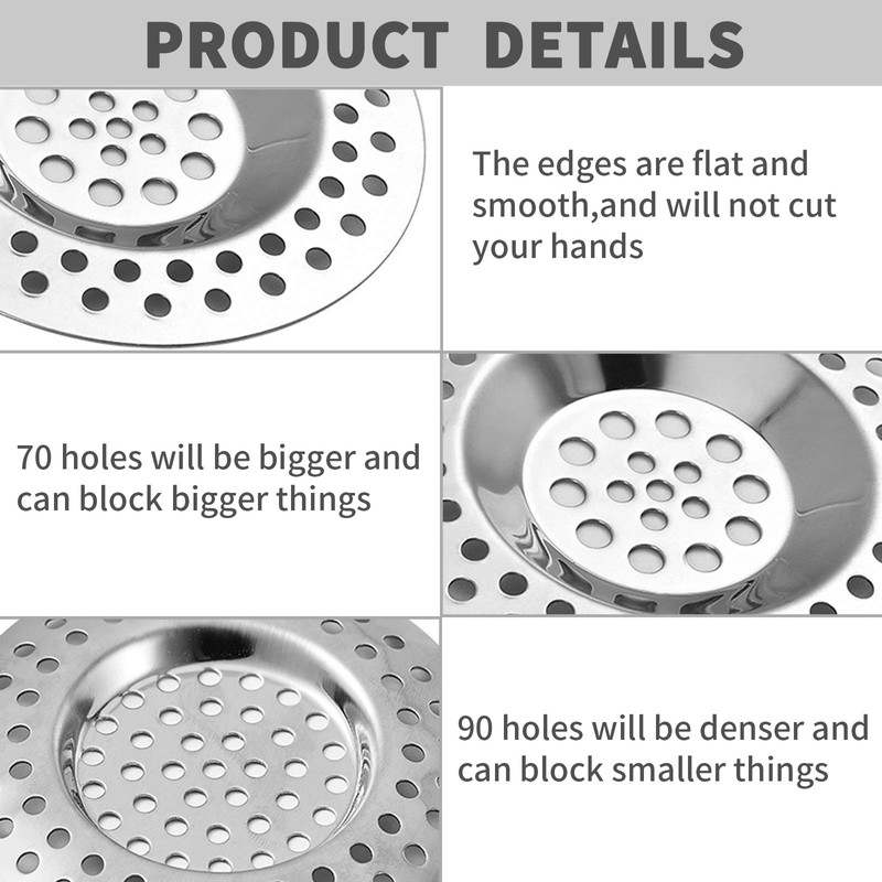4 PCS Drain Hair Catcher Stainless Steel Kitchen Sink Strainer
