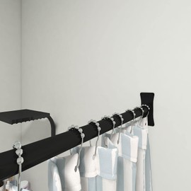 Naiture Jumbo Shower Curtain Rod Flanges, Zinc Alloy, Set of 2, Black Finish