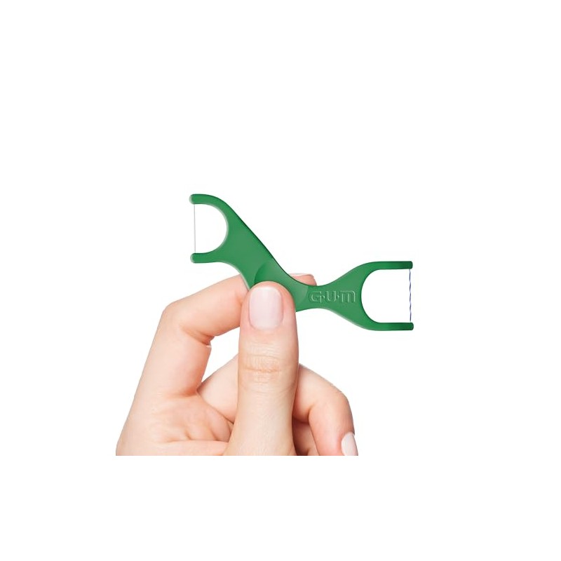 GUM - Hilo Dental Dual Technique con Mango Ergonómico, Sabor