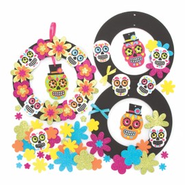 Baker Ross FE730 Day of the Dead Foam Wreaths Craft Set - Pack of 3, Creative Sets and Craft Supplies for Crafts and Decorating, Foam Rubber Craft Sets for Children