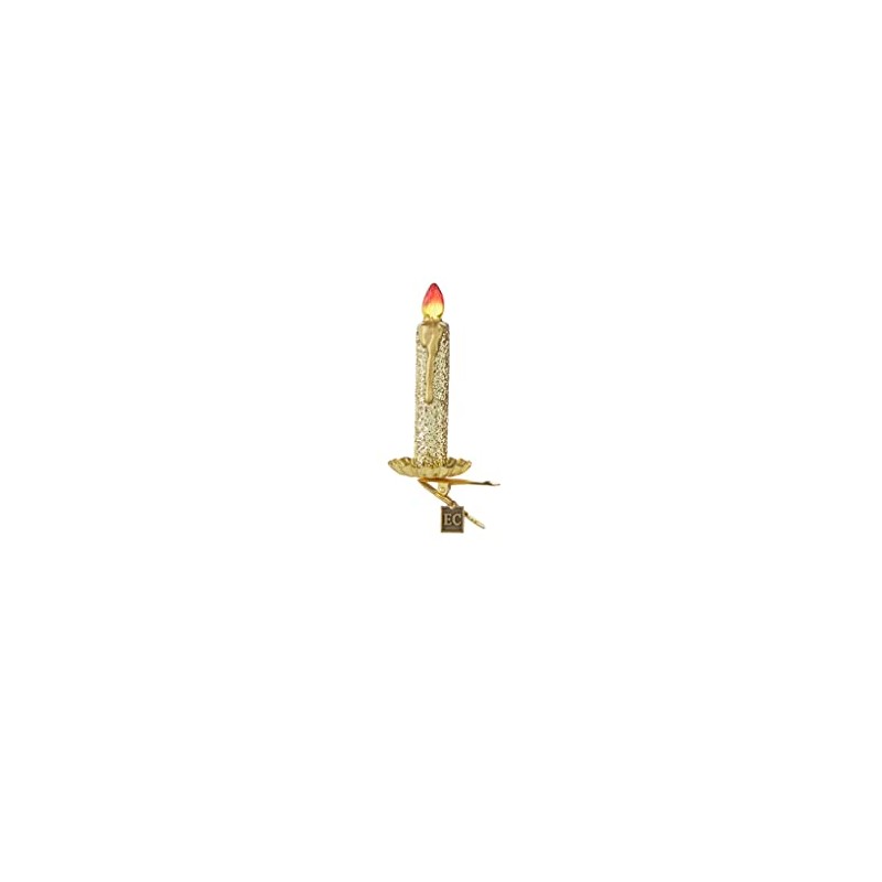 EC 4.75" CLIP-ON GOLD GLITTERED CANDLE ORNAMENT