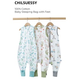 Chilsuessy Baby Summer Sleeping Bag with Feet, 0.5 Tog, Small Children's Sleeping Bag with Legs, Unpadded, 100% Cotton Sleeping Romper for Boys and Girls, Colourful Cars, 90 cm / Baby Height 100-110