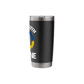 I Stand With Ukraine Peace Symbol Ukrainian Flag Stainless Steel Insulated Tumbler