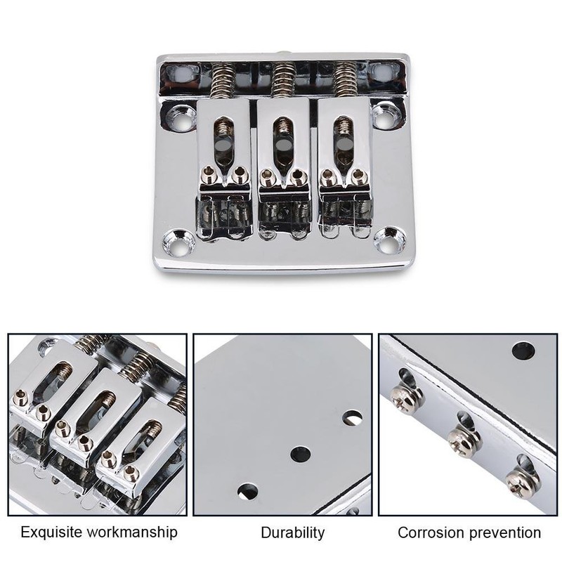 Electric Guitar Bridge, Zinc Alloy 3 String Fixed Hardtail Guitar