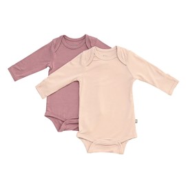 KYTE BABY– Unisex Long Sleeve Baby Bodysuits Made of Bamboo from Rayon Material 2-Pack, Blush+mulberry, Newborn