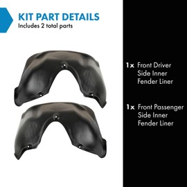 TRQ Front Inner Fender Liner Set Compatible with 1994-2001 Dodge Ram 1500 1994-2002 Ram 2500 Ram 3500 CH1248104 CH1249104