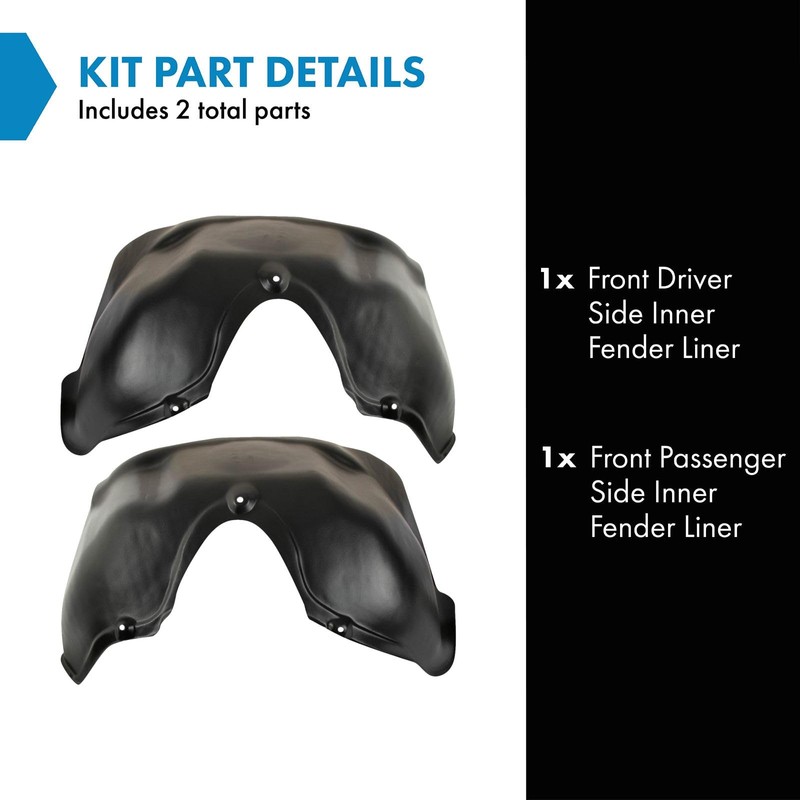 TRQ Front Inner Fender Liner Set Compatible with 1994-2001 Dodge