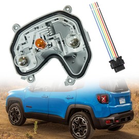 Right Passenger Side Rear Tail Light Lamp Holder Bracket with Harness Compatible with Jeep Renegade 2015 2016 2017 2018 2019 2020 2021 2022 2023 Rear Tail Lamp Housing Replace # 68270837AA 68458452AA