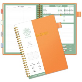 Alltree Recipe Notebook to Write in Your Own Recipes, Sprial Personal Recipe Notebook, Recipe Notebook with 15 Tabs for Family Cooking Lover, 120 Pages Recipe Organizer, Black(5.5"x8.5")