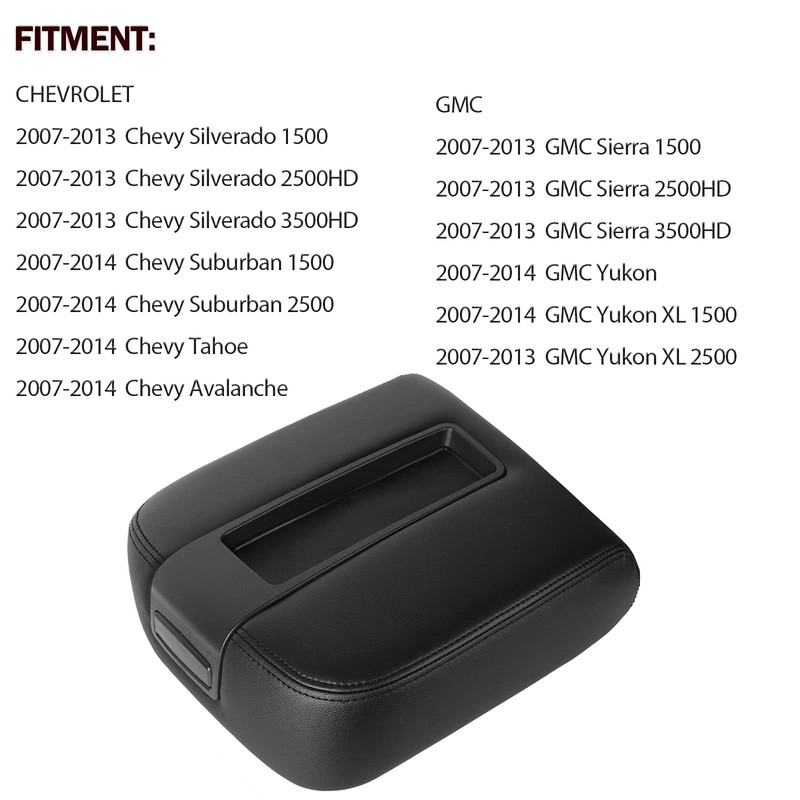 LCWRGS Center Console Lid Black Armrest Cover Replacement for 2007-2014