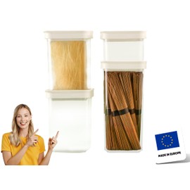 uandu Storage Jars with Lid Airtight - Set of 4 Storage Containers | Storage Box Kitchen Storage & Organisation | BPA Free | Kitchen Organiser | Storage Jars for All Dry Foods