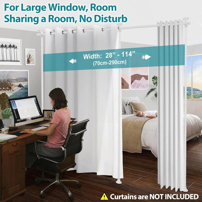 DEROFIT Room Divider Curtain Rods No Drilling–120"H x 114"W Floor
