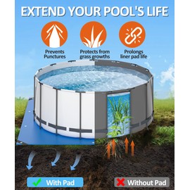 102 inch Pool Liner Pad for Above Ground Pools, Extra Thick Square Swimming Pool Liner, Under Pool Padding Above Ground Pool Pad, Puncture Resistant Weed Barrier Extend Liner Life, Blue