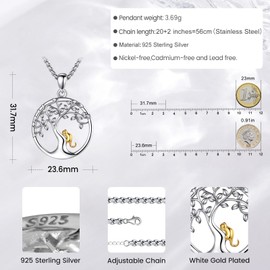 Eusense Cat Necklace Cat Pendant Necklace 925 Silver Jewellery Cat Lovers Gift for Women Girls Mother's Day Father's Day, Sterling Silver