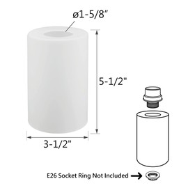 Aspen Creative 23613-01, Frosted Cylinder Glass Shade, 3-1/2'' Diameter x 5-1/2'' Height, Center Hole: 42mm., White