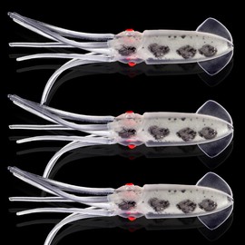 FOLANDO 3 PCS Luminous Soft Octopus Lures, Soft Rubber Fishing Lure Octopus Lures Squid Lures Soft Plastic Fishing Lures 12cm/10g