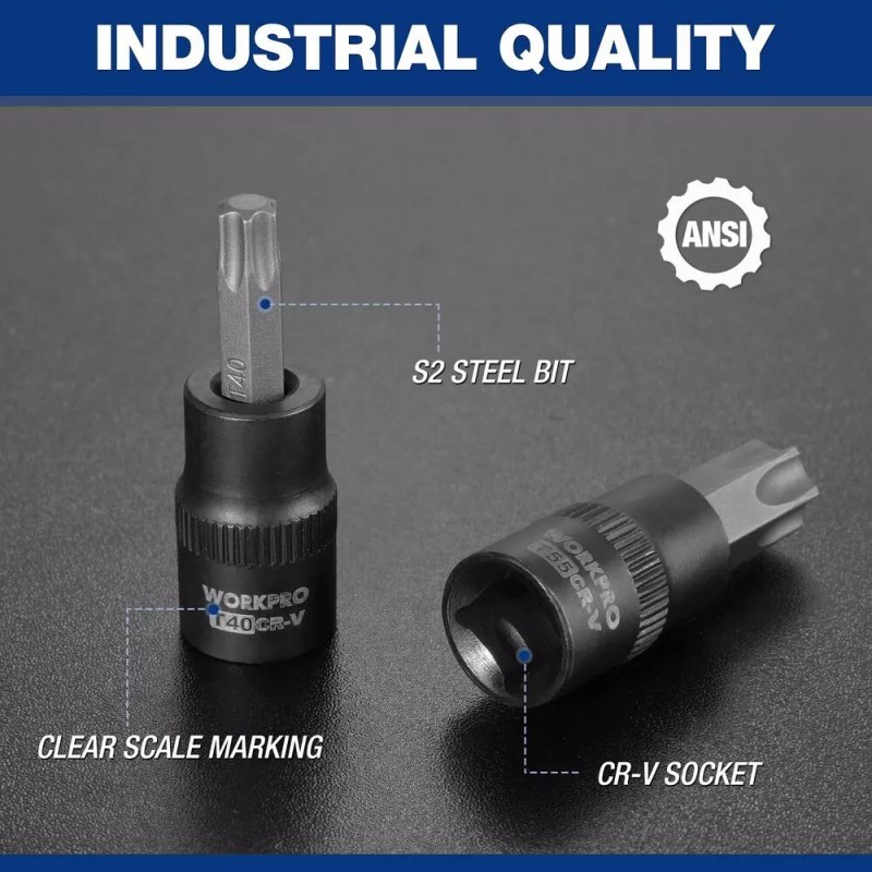 WORKPRO 60-piece Master Torx Bit Socket&Externa