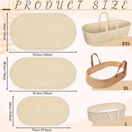 CroBlissful 3 PC Large Moses Basket Wood Bottom 3 Sizes Oval Natural Wooden Base Shaper for DIY Crochet or Knitting Home Baby Doll Weaving Crafts Decoration(Base Only)