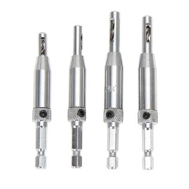 4PCS Self Centering Hinge Drill Bits Set for Door Cabinet Pilot Holes Drill Bit Set Hole Puncher Woodworking Tools, 5/64'' 7/64'' 9/64'' 11/64'' 13/64'' 5mm