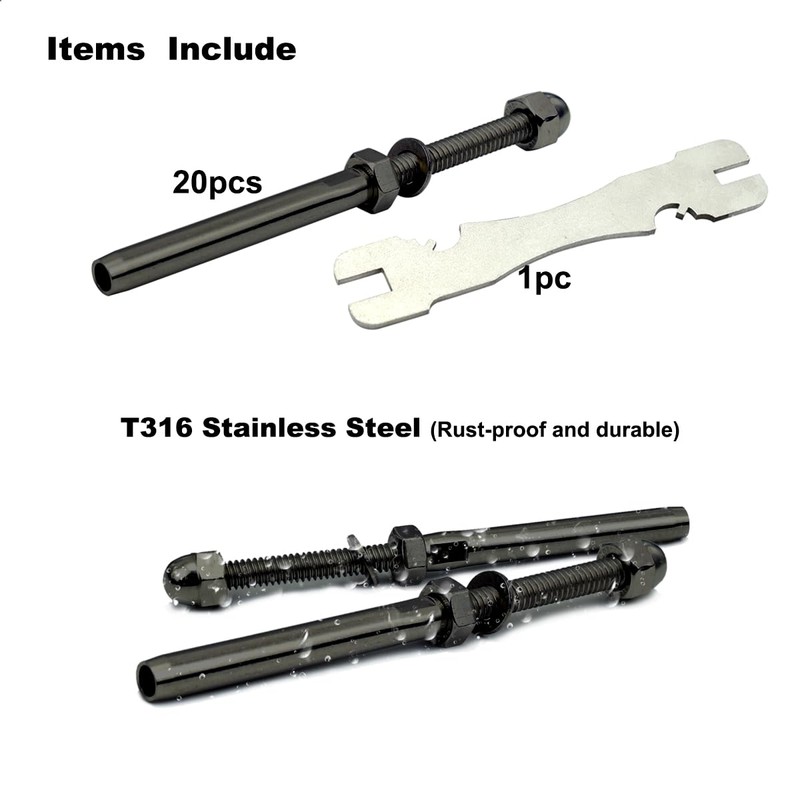 Toukioo Black Cable Railing Hardware Kit for 3/16 Cable Railing