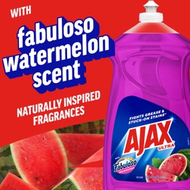 Ajax Ultra Liquid Dish Soap with Fabuloso Watermelon Scent, Fights Grease and Stuck-On Stains, Deep Cleaning Action, 52 fl oz Bottle