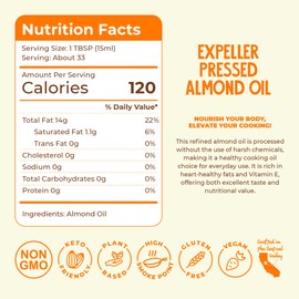 Fresh Vintage Farms Almond Oil | Expeller-Pressed California Almond Oil | Versatile Cooking Oil for Grilling, Baking, Dipping, & Salads | Smooth & Mild Flavor – 16oz, Pack of 6