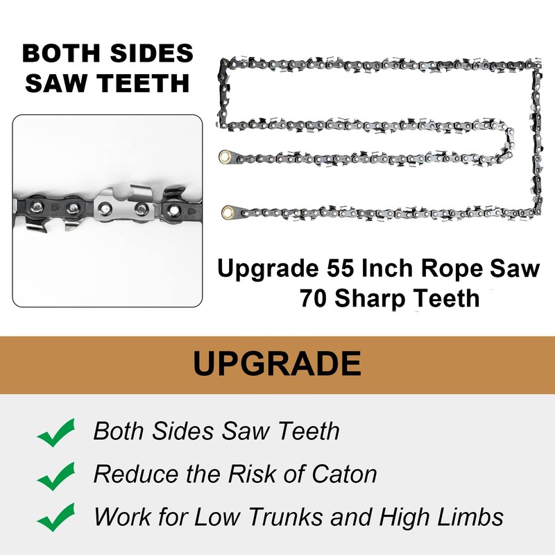 SENSILIN Rope Saw for Tree Limbs, 55 Inch Chain Saw