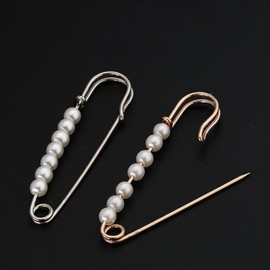 4 Pieces Faux Pearl Brooch Pins Large Fashion Safety Pins for Clothes Vintage Dress Brooch Large Scarf Skirt Safety Pin Waist Adjuster Clips Pants Waist Tightener