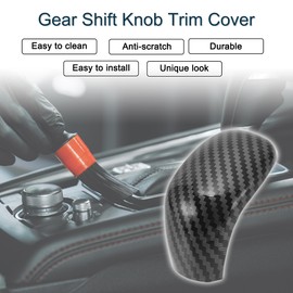 X AUTOHAUX ABS Gear Shift Knob Button Cover for Nissan Sentra Altima 2020-2024 for Versa Sedan 2020-2024 for Nissan Kicks 2018-2024 Carbon Fiber Black