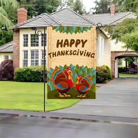 Thanksgiving Garden Flag – Turkey Themed Outdoor Decoration – Vibrant Fall Harvest Festival Flag