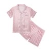 JiAmy Pyjamas Girls Satin Short Sleeve Children's Pyjamas Summer Button-Down