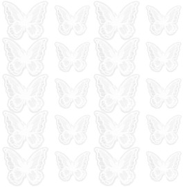 ECSiNG 20 Pieces Butterfly Appliques with Lace Double Layers Butterfly Embroidery in 2 Different Sizes Clothing Accessories for DIY Crafts, White