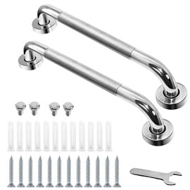 AMSGANK 30 cm Non-Slip Grab Bar, 2 Pieces Grab Bar Bathroom Grab Bar Shower Stainless Steel Safety Handles Wall Mounted Bath Handle for Bathtub, Toilet, Bathroom, Kitchen, Stairs