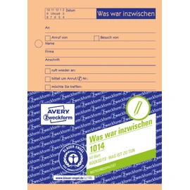 AVERY Zweckform 1014 Conversation Note (A6, Was war inzwischen/Was ist zu tun, 50 Sheets) Orange
