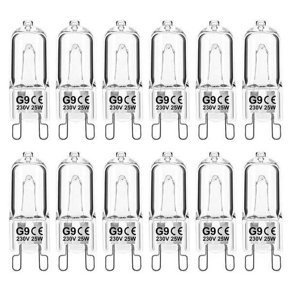 Jaenmsa Pack of 12 G9 Halogen Bulbs, G9 25 W