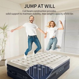 SENNOUL Air Mattress Queen with Built in Pump - 2 Mins Quick Self Inflatable,16"/650lbs Max Blow Up Bed, All Night Stability No Lost Air，No Peculiar Smell for Camping,Home,Guests & Portable Travel