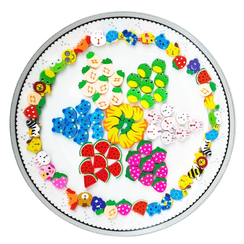 300PCS Mini Fun Erasers for Kids Bulk,Cute Assorted Novelty Pencil