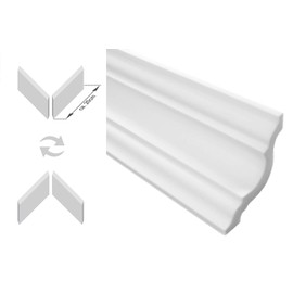E-25-NK Trims Economy Pack Including Prefabricated Corners Lightweight and Stable Extruded Styrofoam Stucco Profiles Modern White Decorative XPS 65 x 65 mm 30 Metres + 4 Corners