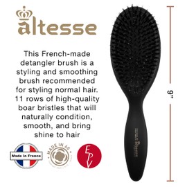 Alteste hairbrush with pure wild boar bristles, 13-row, black