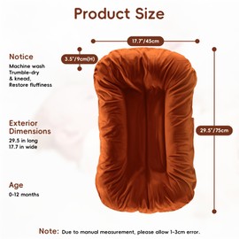 Loevin Baby Lounger for Newborn (0-24 Months), 100% Breathable Cotton Baby Nest, 3-in-1 Infant Lounger & Play Mat & Diaper Changing Pad, Portable for Home & Travel, Infant Essentials Gifts (Coffee)