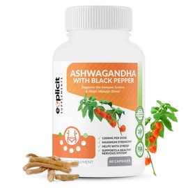 Ashwagandha Root Capsules with Black Pepper 1300mg – 1 Month