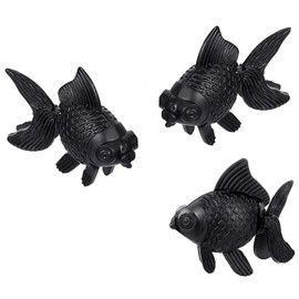 Junfamilee 3 Pcs Black Fake Floating Fishes Plastic Fake Goldfish Artificial Aquarium Fishes Colorful Realistic Artificial Moving Fish Ornament Decorations for Aquarium Fish Tank, Aquarium Décor
