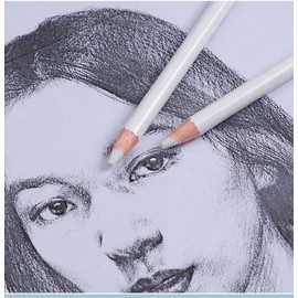 Eraser Pencils Set for Artists, 6pcs Wooden Sketch Eraser Pen for Charcoal Drawings, Professional Highlight Painting Eraser for Sketching, Revise Erasing Details for Students Artists Beginners