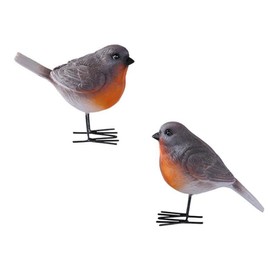 Voarge Set of 2 Robin Garden Ornaments, Resin Birds Garden Ornaments Realistic Robins Statues, Ornament for Indoor Outdoor Home Decoration