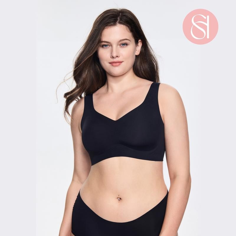 SOFT INTENTION Women's Seamless Bra Wireless Bra Full Coverage Push